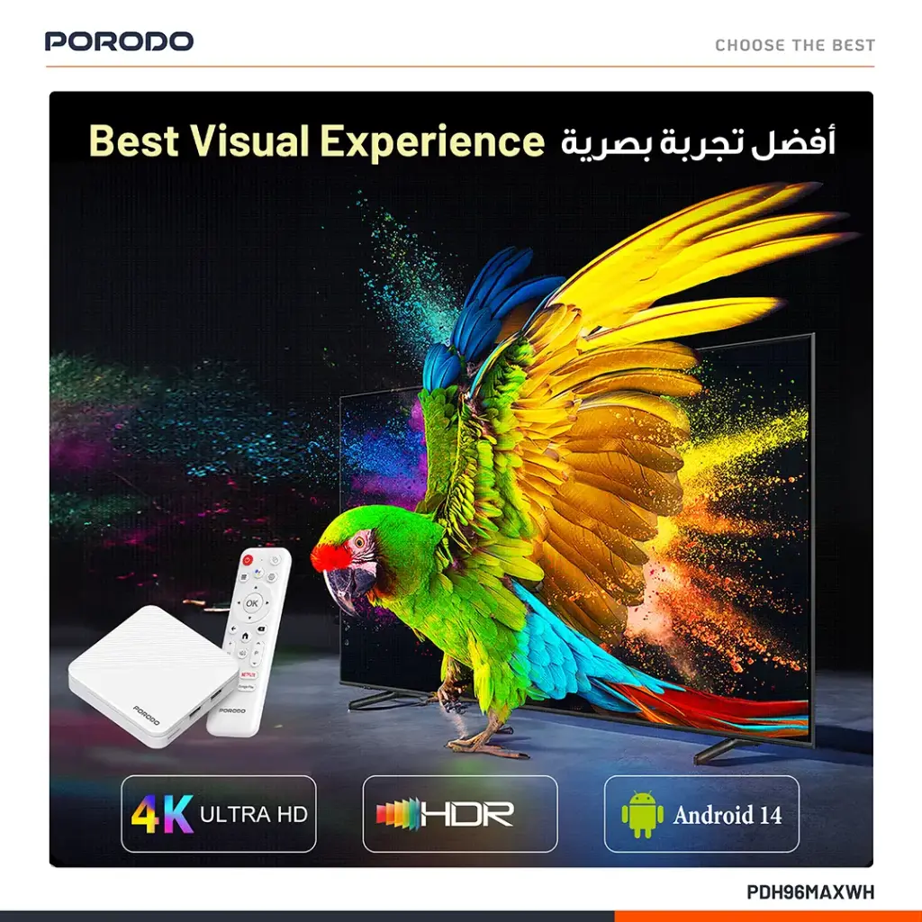 Porodo Echobox Android TV Box with 4K Ultra HD Streaming - White3.webp