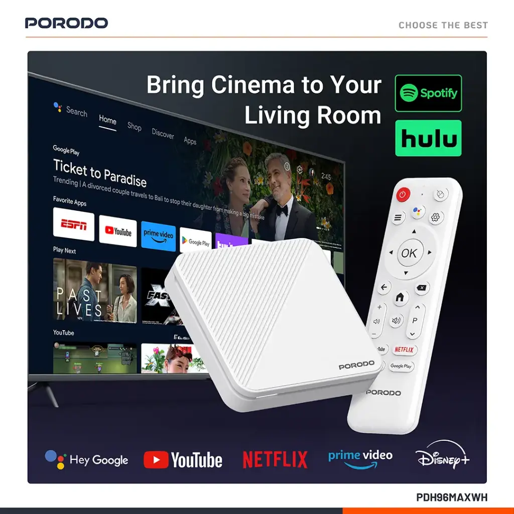 Porodo Echobox Android TV Box with 4K Ultra HD Streaming - White2.webp