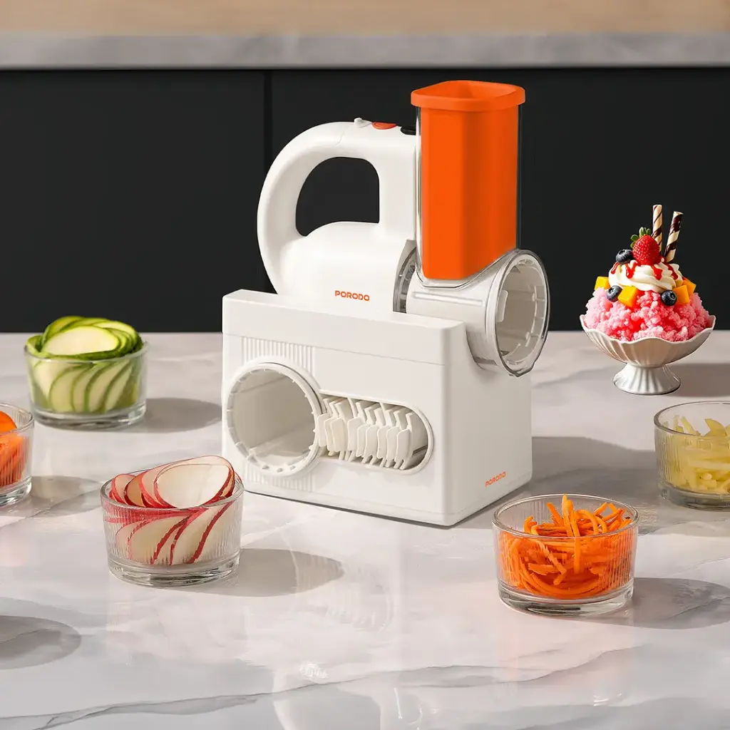 Porodo Lifestyle Fresko Multi-Functional Salad Maker with 4 Slicing Blades - White4.webp