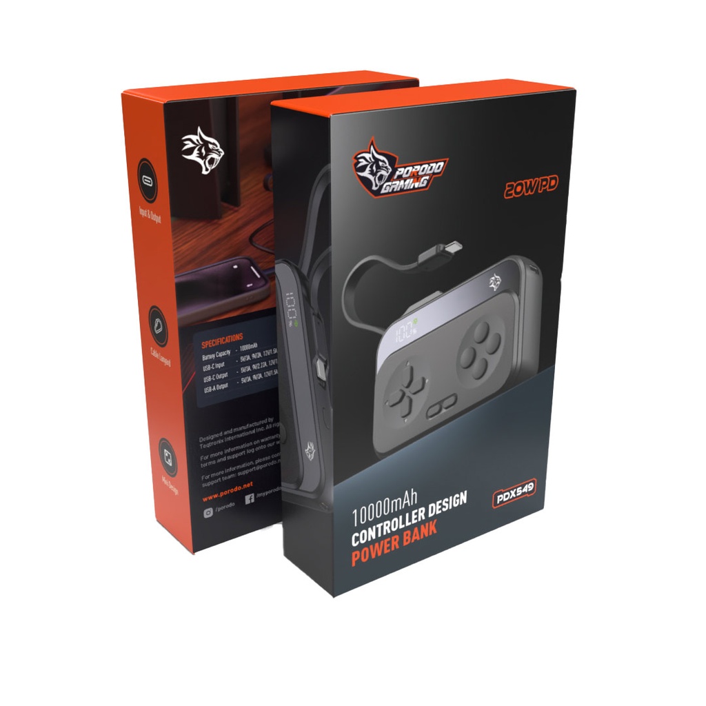 Porodo Gaming 10000mAh Controller Design Power Bank