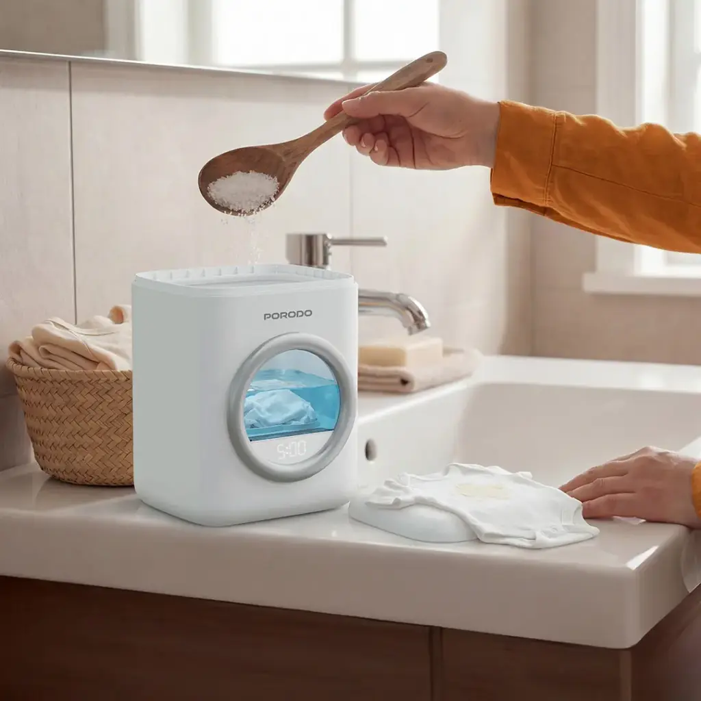 Porodo Lifestyle launder 1.7L  Portable Mini Washing Machine with Advanced Sterilization Cleaning - White2.webp