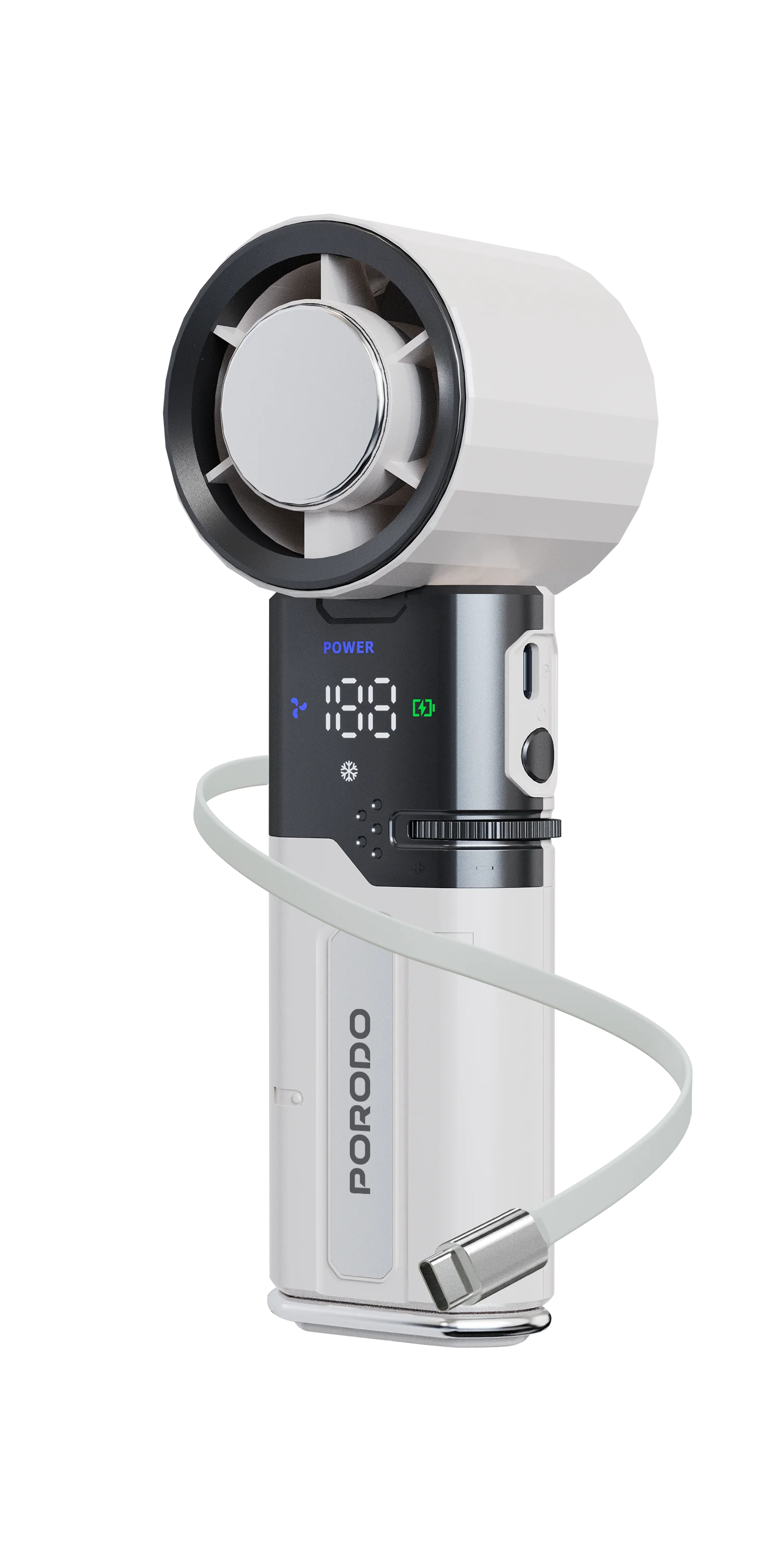 Porodo Lifestyle Chillo Plus Rechargeable Ice Cooling Fan (PDLFSTMF120WH)