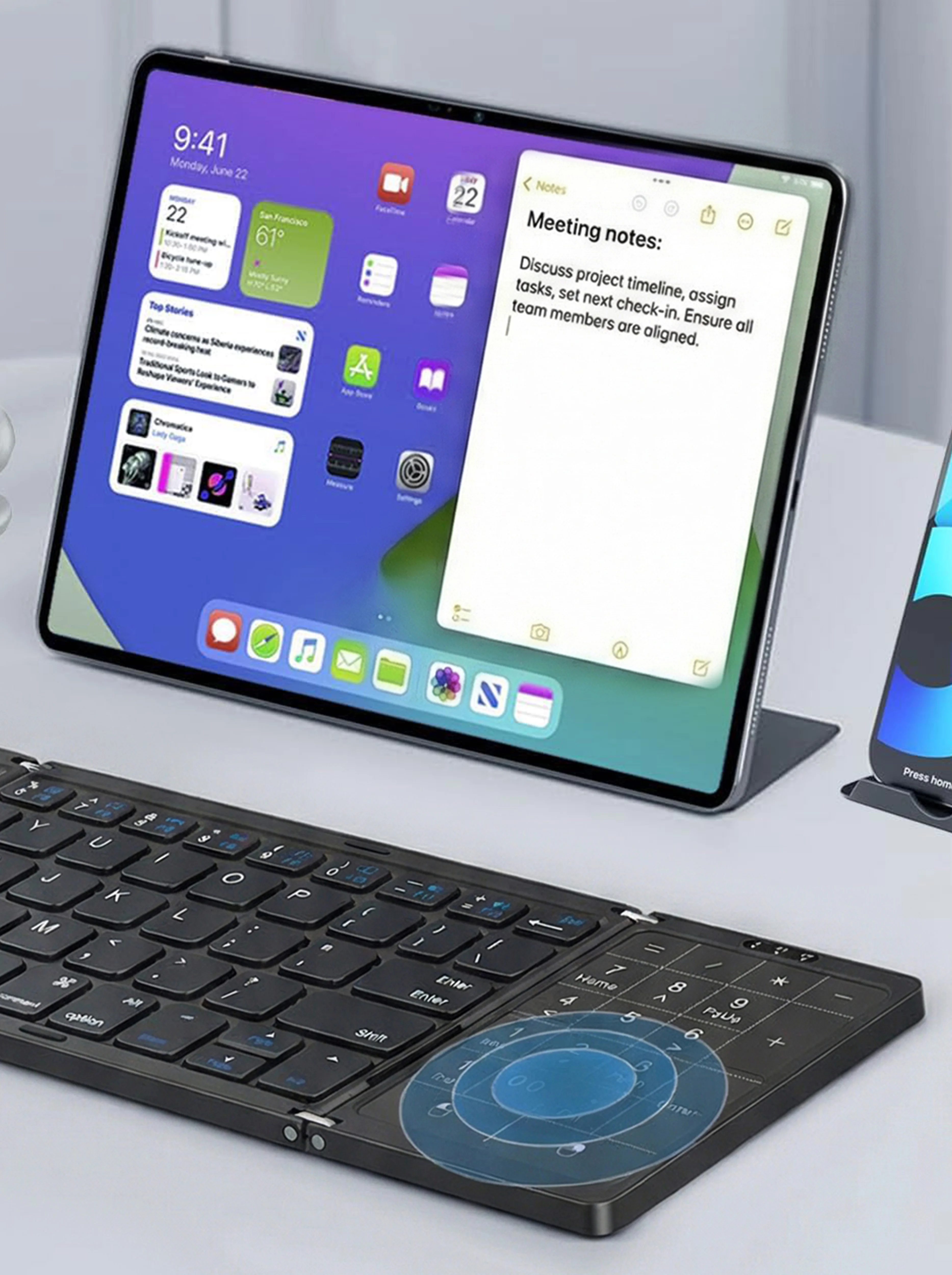 Porodo Minima Slim Folding Keyboard With Integrated Numpad & Touchpad