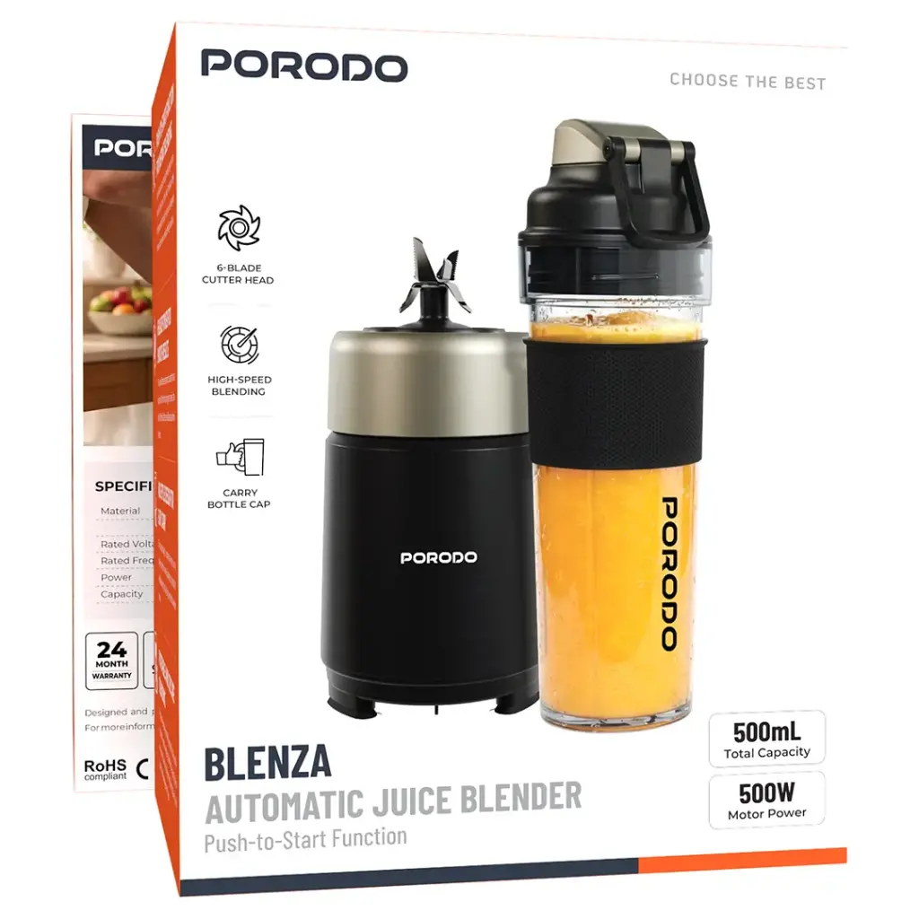 Porodo Blenza Automatic Juice Blender with Push-to-Start Function - Black.webp