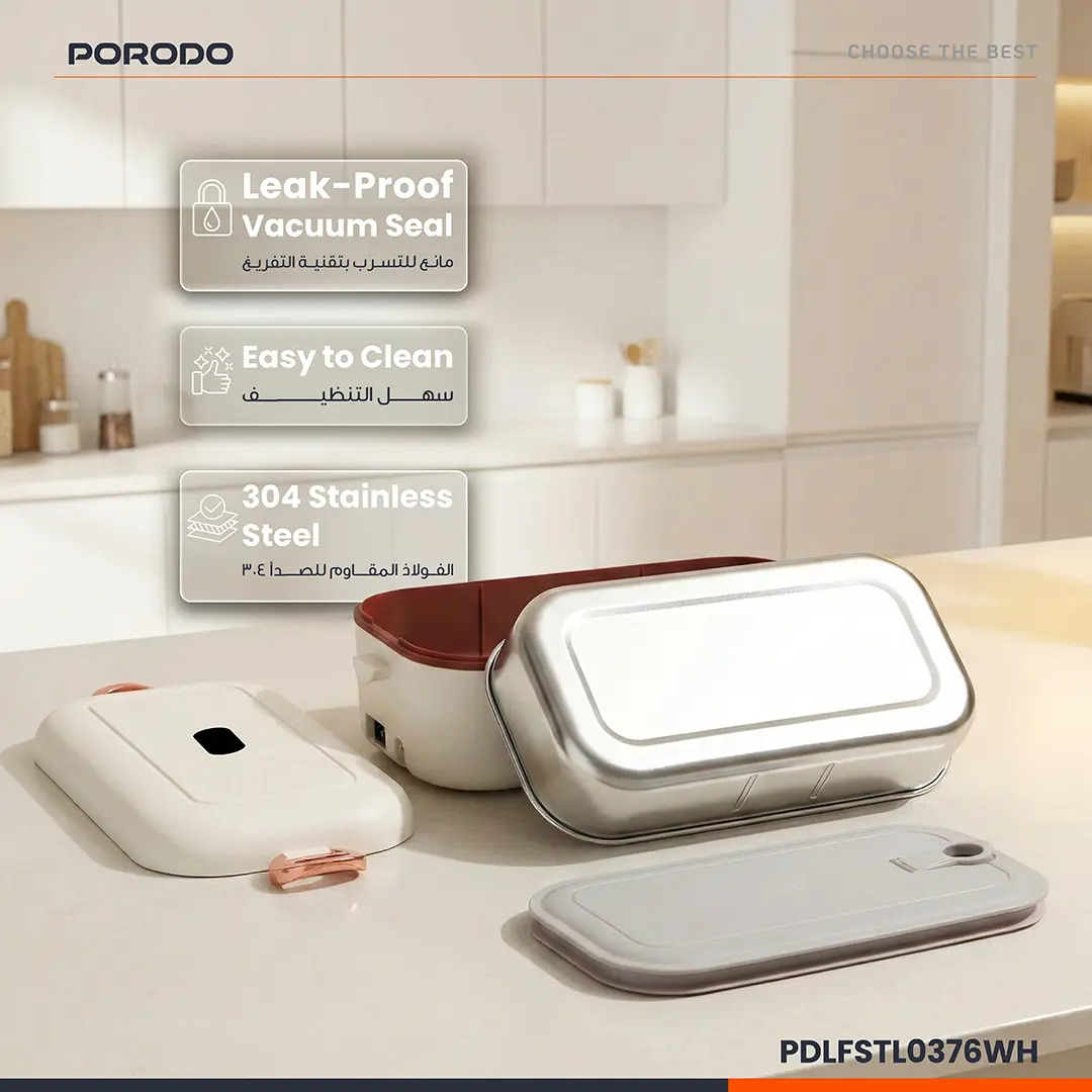 PORODO LunchMate Dual Mode Electric Lunch Box - White
