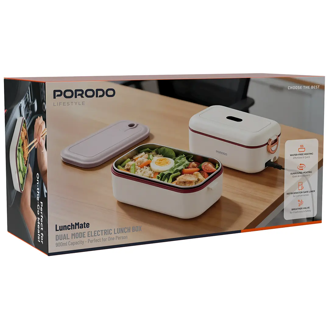 PORODO LunchMate Dual Mode Electric Lunch Box - White