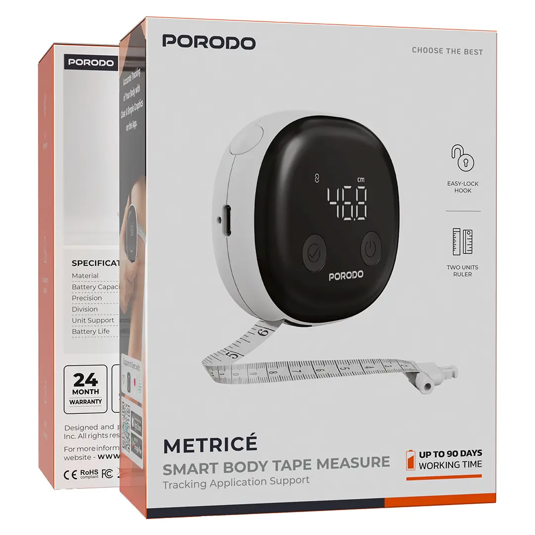 Porodo Metrice Smart Body Tape Measure with Bluetooth - White