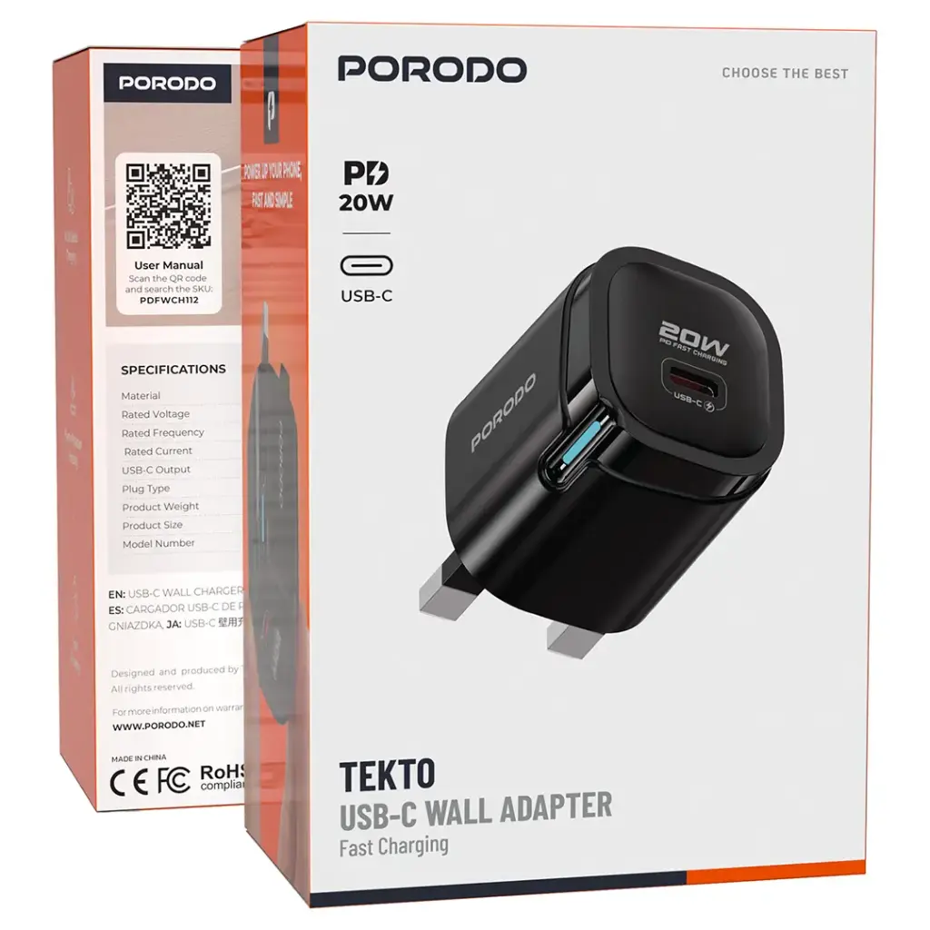 Porodo Tekto 20W USB-C Wall Adapter.webp