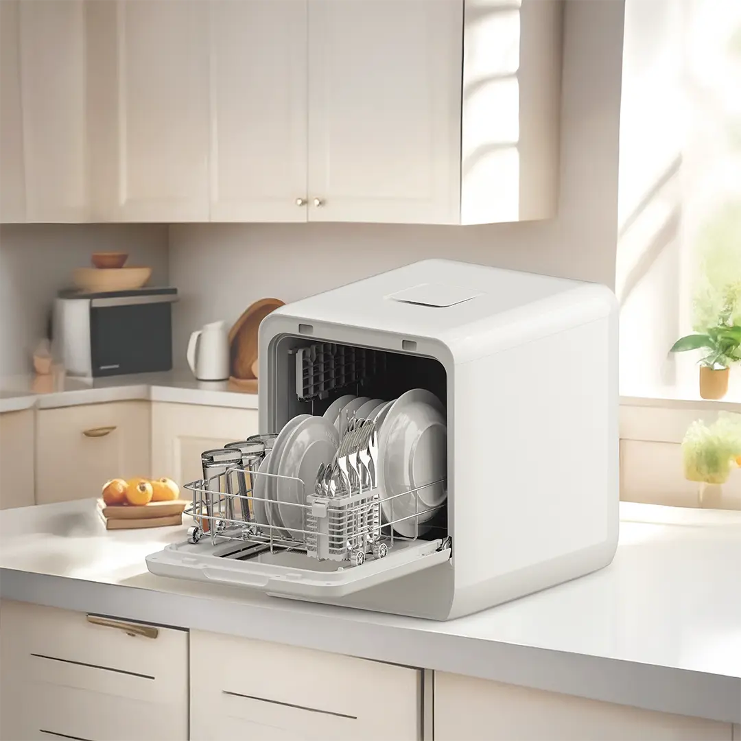 Porodo Safi Dual-Mode Countertop Dishwasher - 6 Programs White