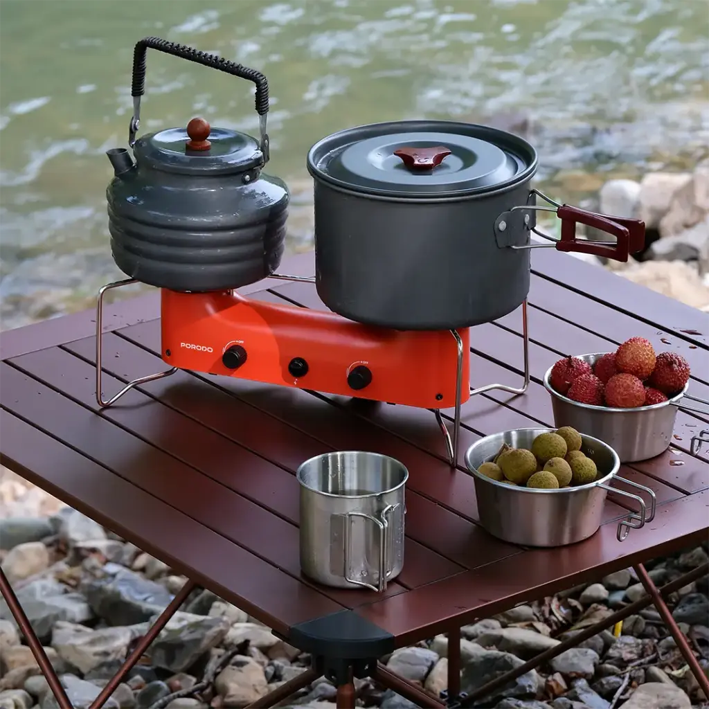 Porodo Lifestyle Dual Burner Camping gas Stove - Orange2.webp