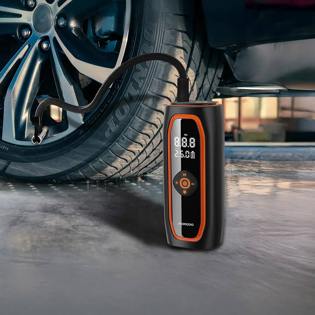 Porodo Voltair 120W Car Tire Inflator with 7500mAh Battery - Black