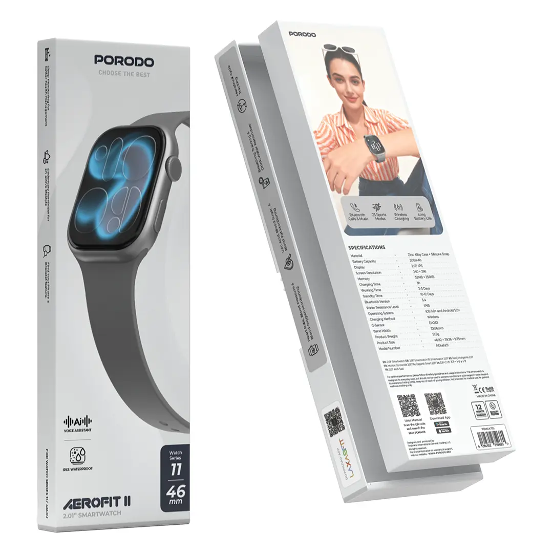 Porodo AeroFit II 2.01" Smart Watch (Series 11, 46mm) (PDMAX11SL)