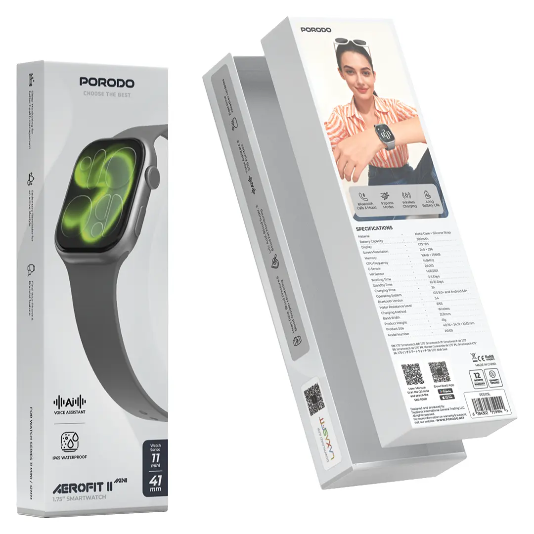 Porodo AeroFit II Smartwatch Series 11 Mini 41mm with Silicone Strap (PDS11SL)
