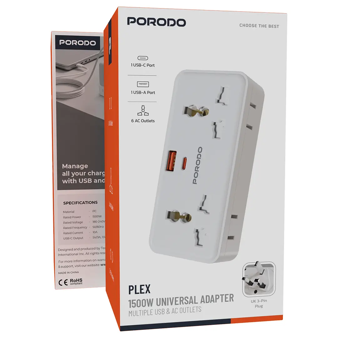 Porodo Plex 1500W Universal Adapter