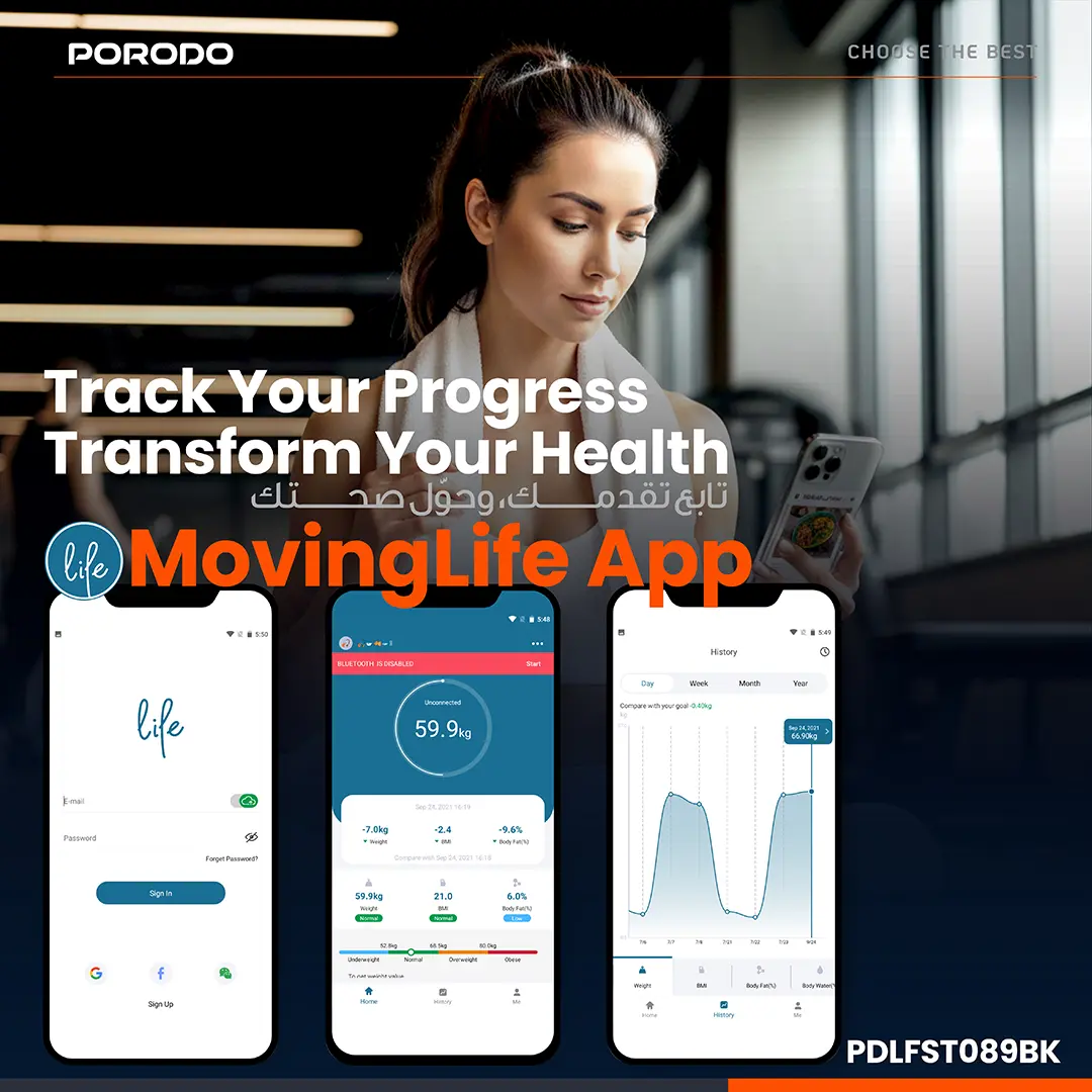 Porodo Lifestyle Precise Analysis Smart Scale