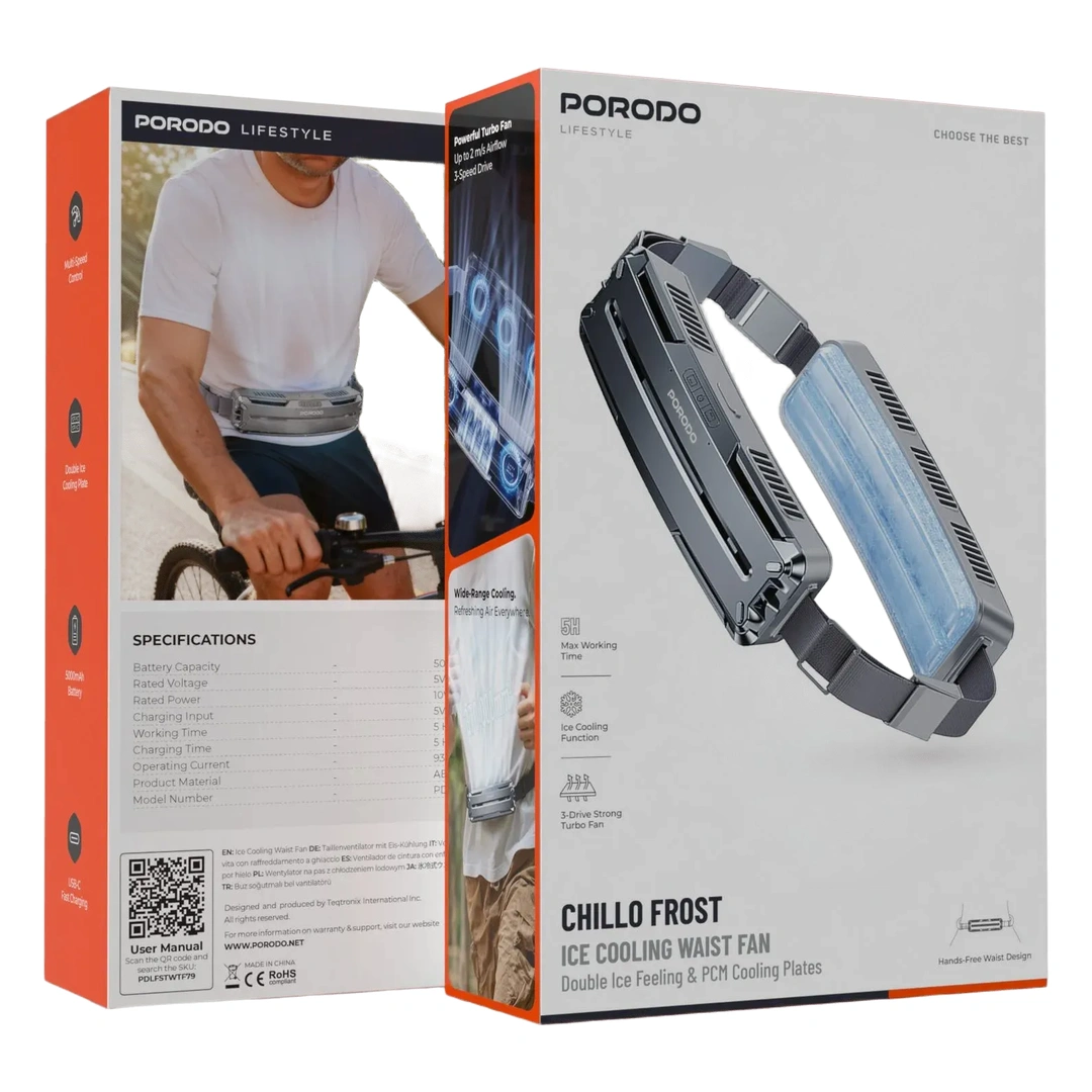 Porodo Lifestyle Chillo Frost Ice Cooling Waist Fan - Dark Gray