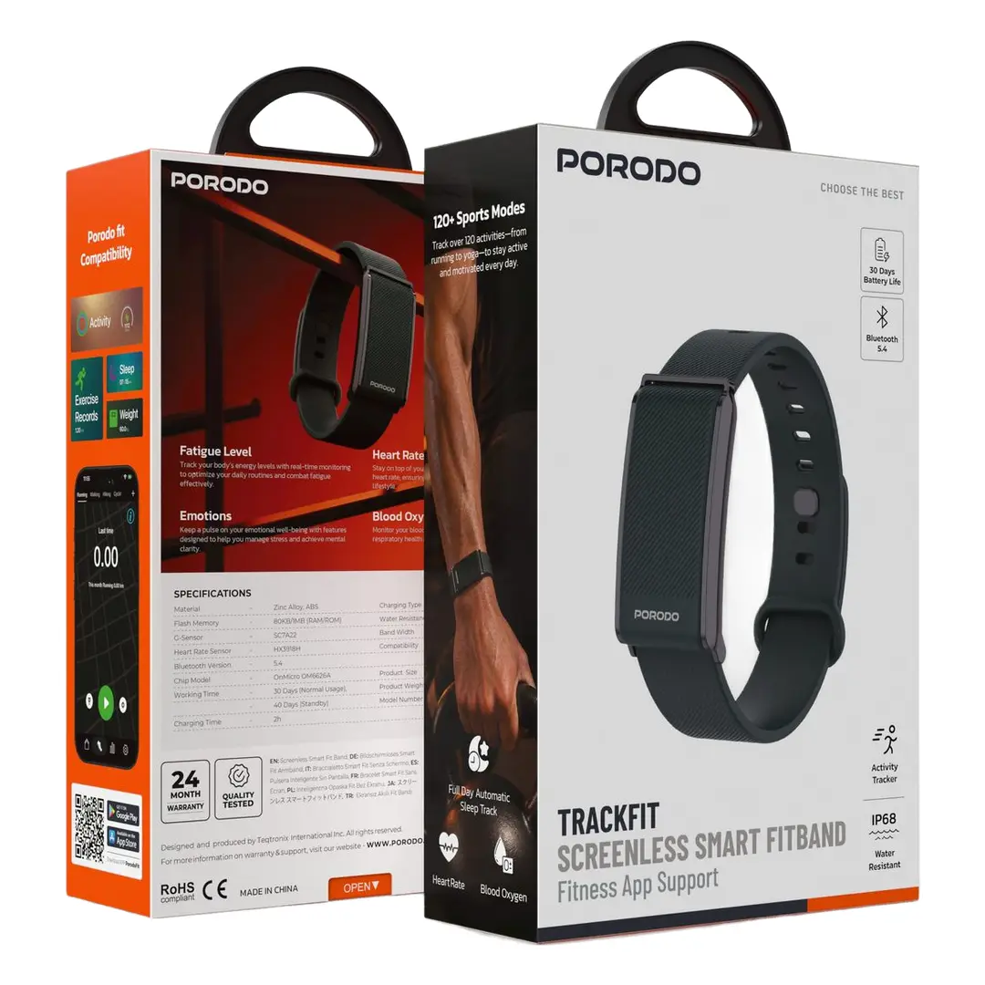 Porodo Trackfit Screenless Silicone Fitband Green