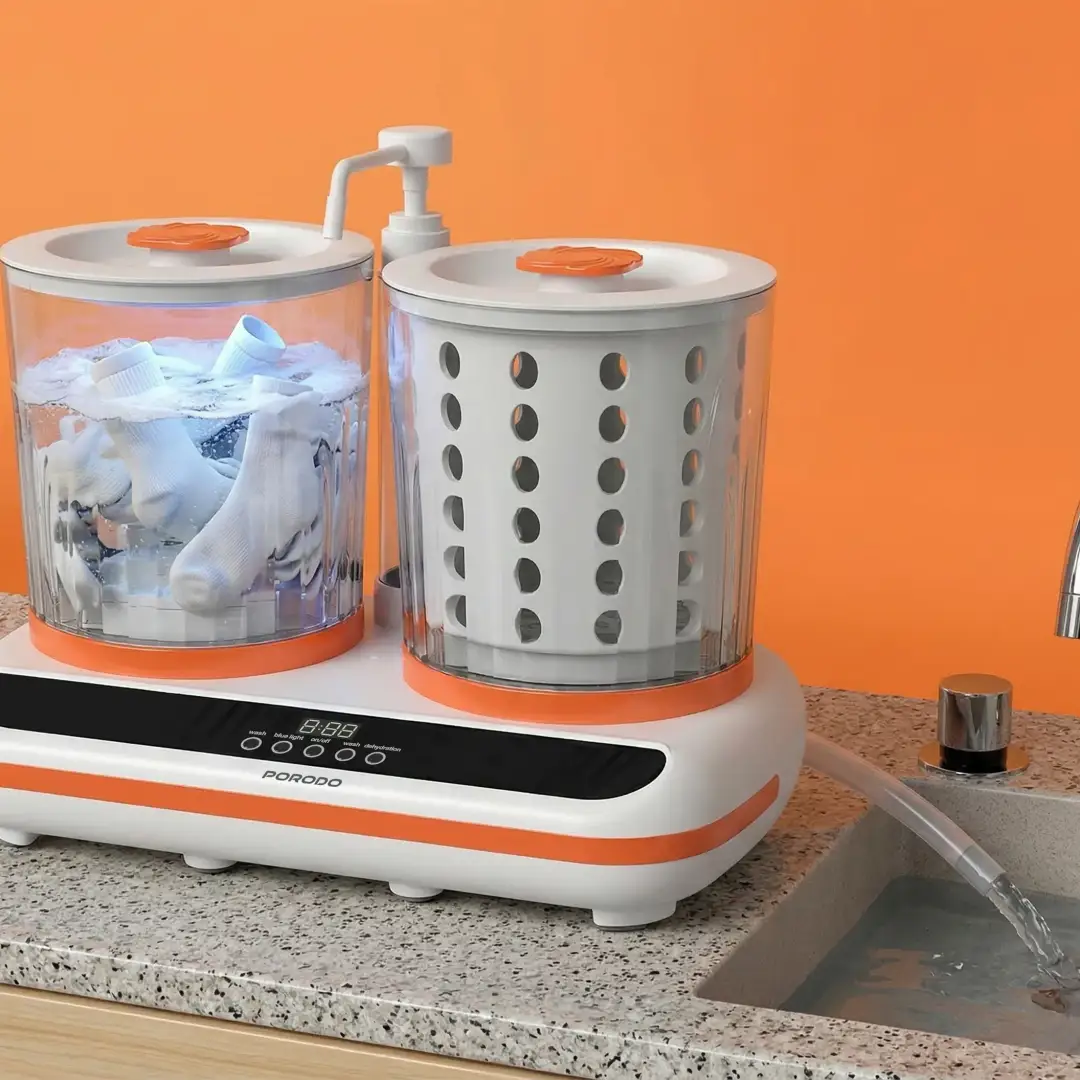 Porodo Lifestyle 2-in-1 Mini Washing Machine - White
