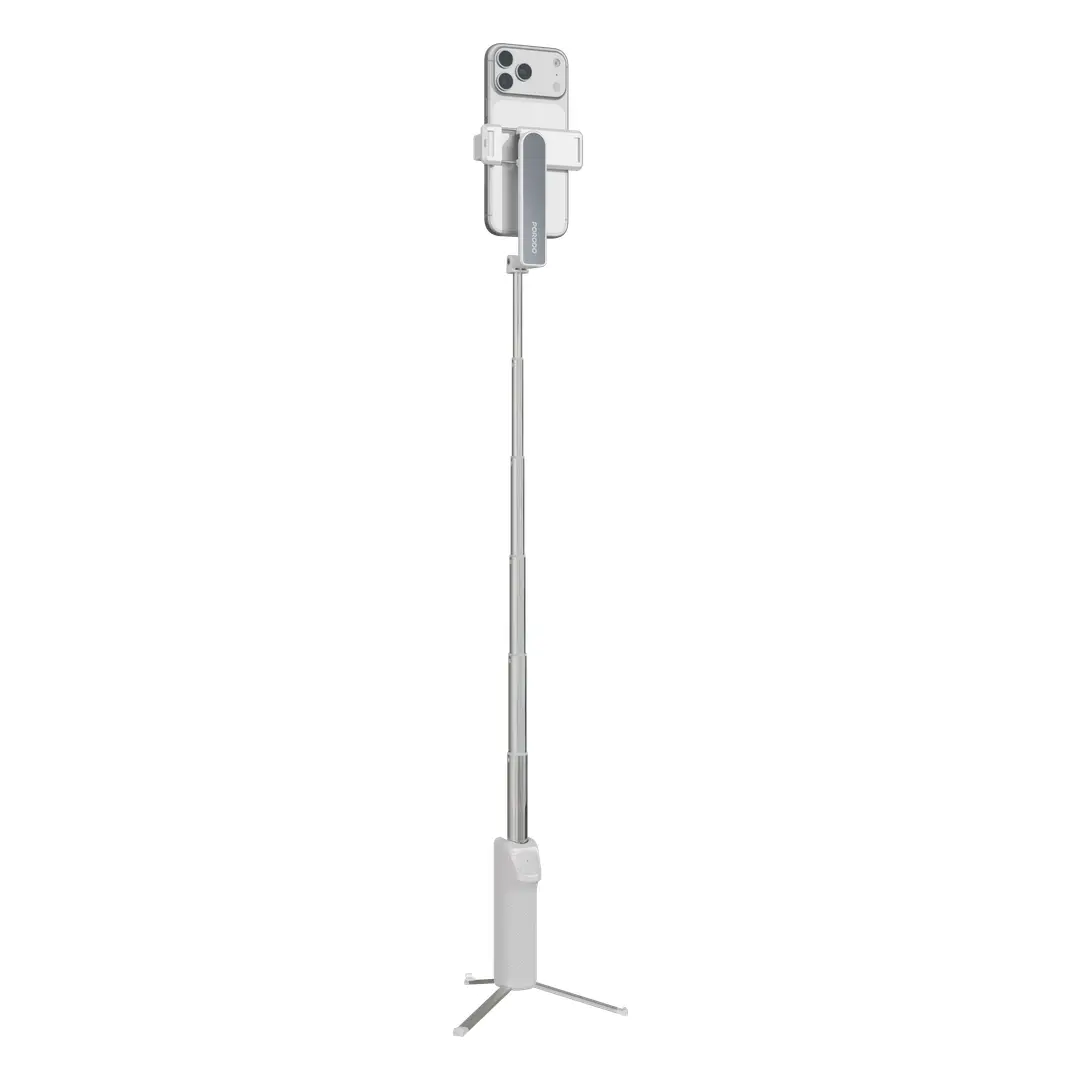 Porodo Malibu Selfie Stick with Tripod and BT Shutter Button - White