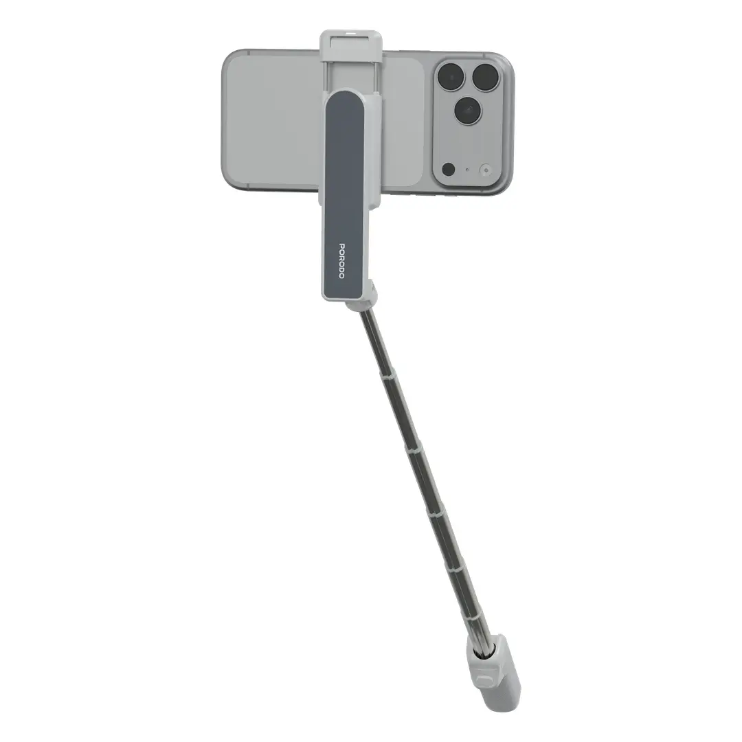 Porodo Malibu Selfie Stick with Tripod and BT Shutter Button - White