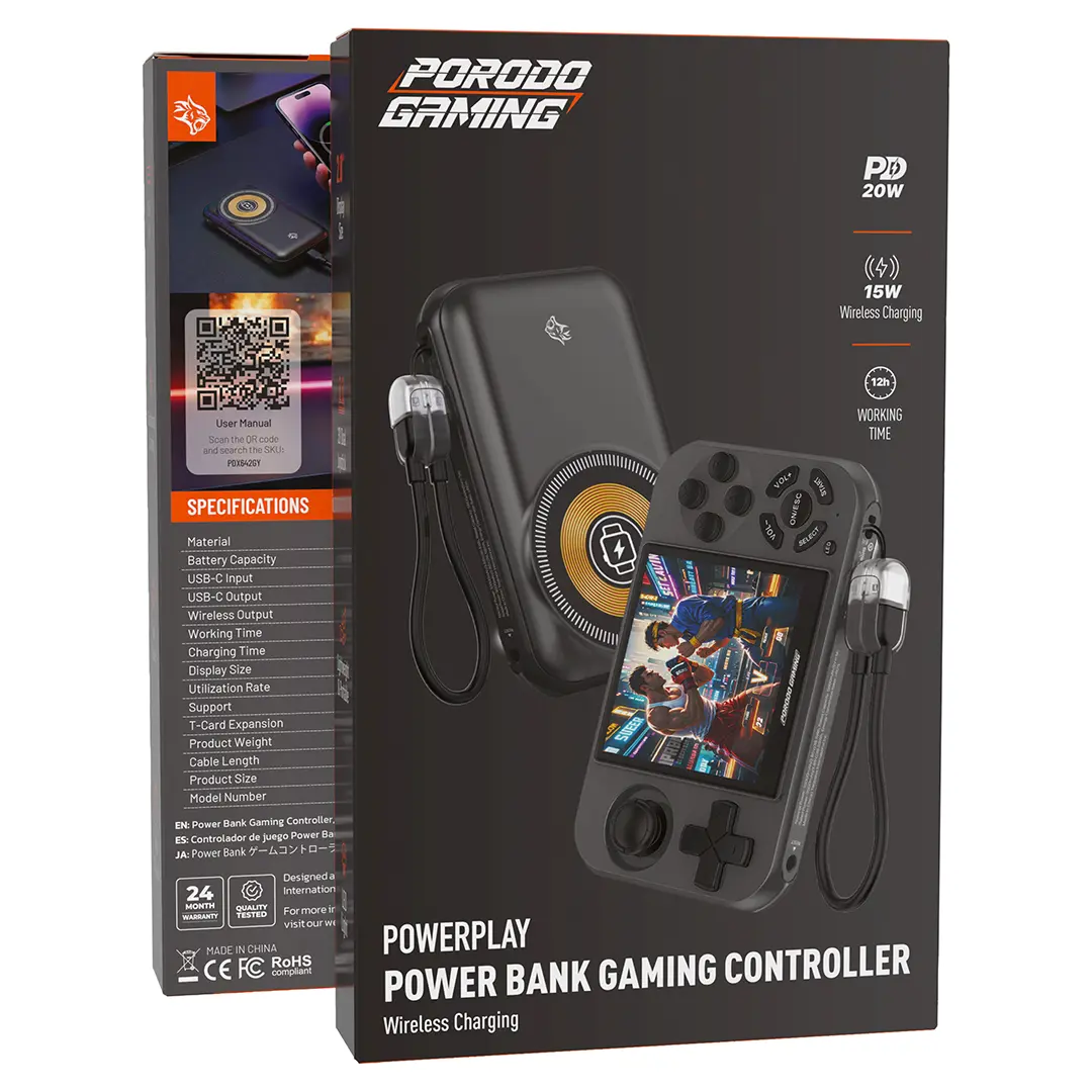 Porodo Gaming Powerplay Magsafe Power Bank with Built-in Games & 2.8" Display