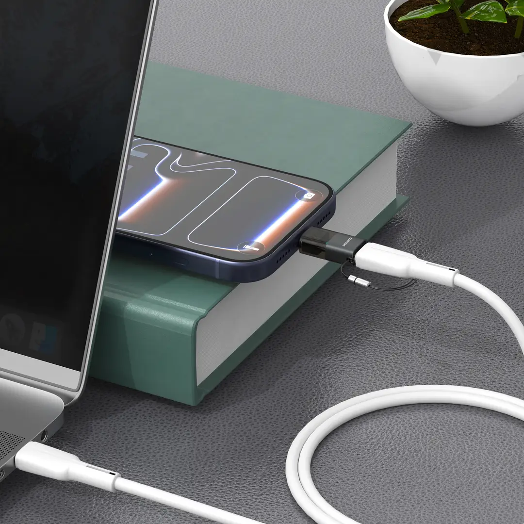 Porodo MiniLink Transparent OTG Adapter Lightning to USB-C