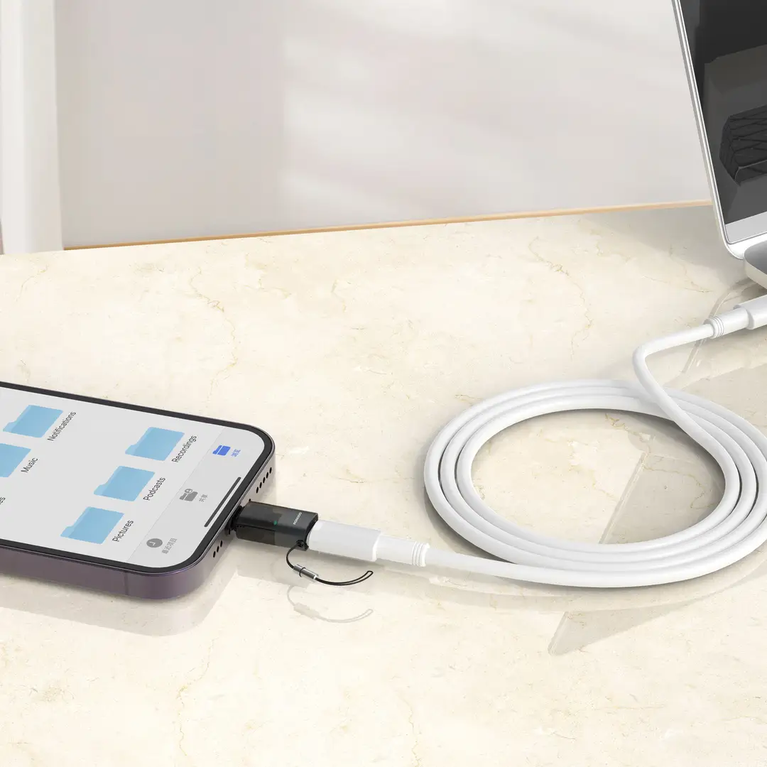 Porodo MiniLink Transparent OTG Adapter USB-C to Lightning
