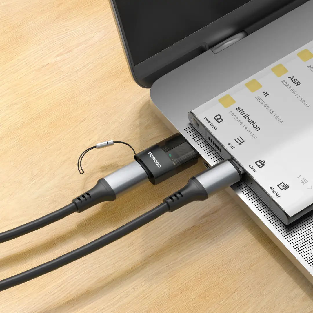 Porodo MINILINK Transparent OTG Adapter USB-C to USB-A - Grey