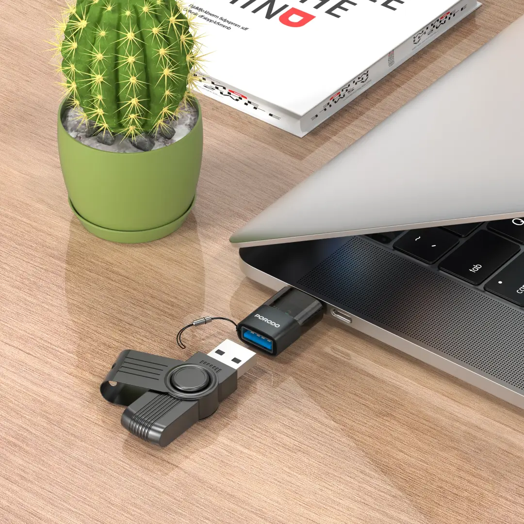 Porodo MiniLink Transparent OTG Adapter USB-A to USB-C