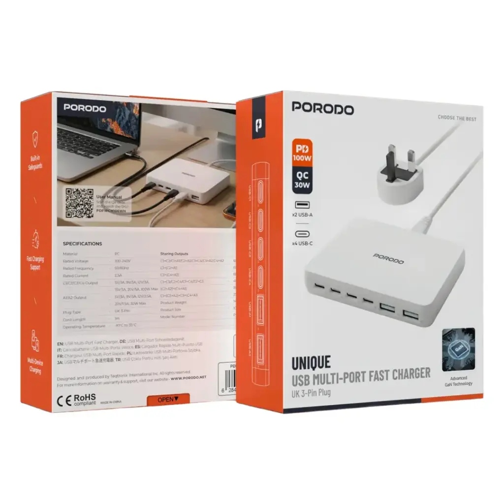 Porodo-Velora-100W-4x-USB-C-2x-USB-A-GaN-Wall-Charger-UK-Plug-White-1.webp