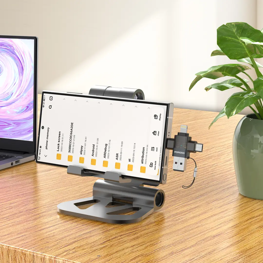 Porodo MINILINK Transparent 3-in-1 OTG Adapter - Grey