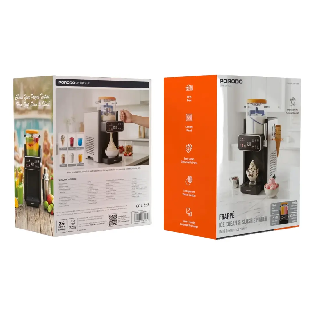 Porodo Lifestyle Frappé Ice Cream & Slushie Maker - Black & Orange