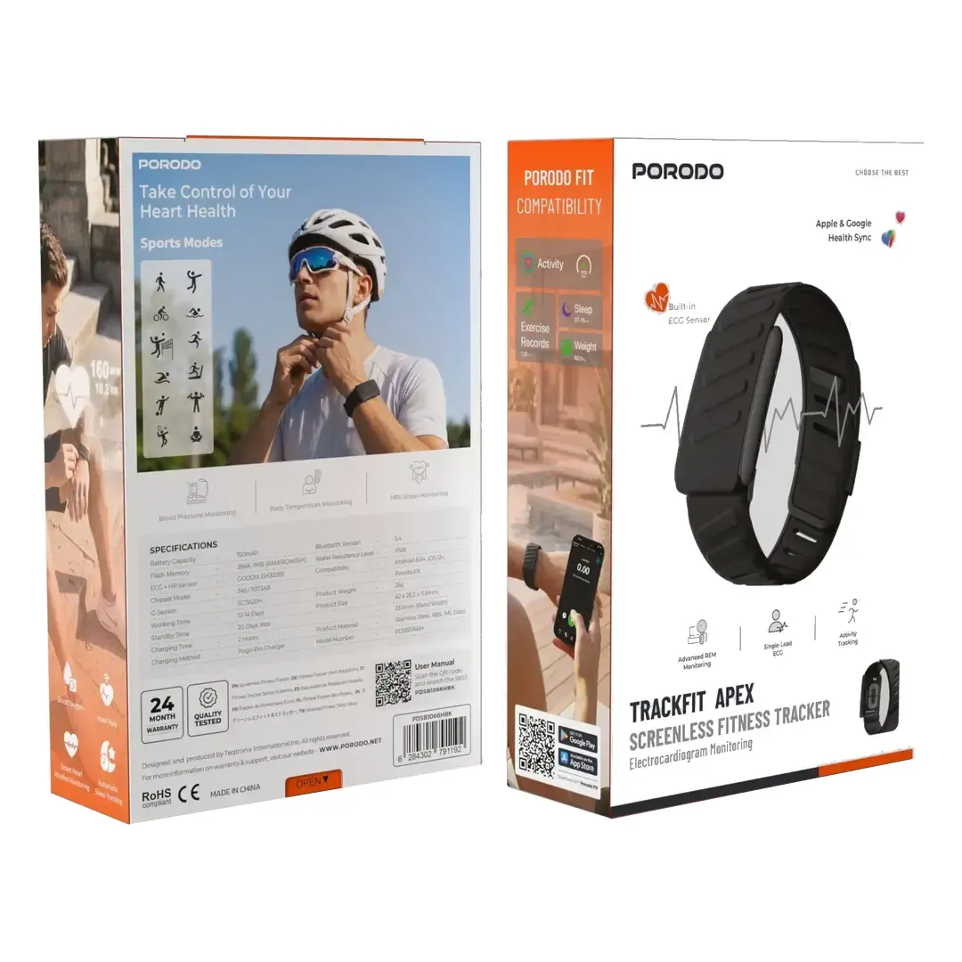Porodo TrackFit Apex Screenless Fitness Tracker with ECG