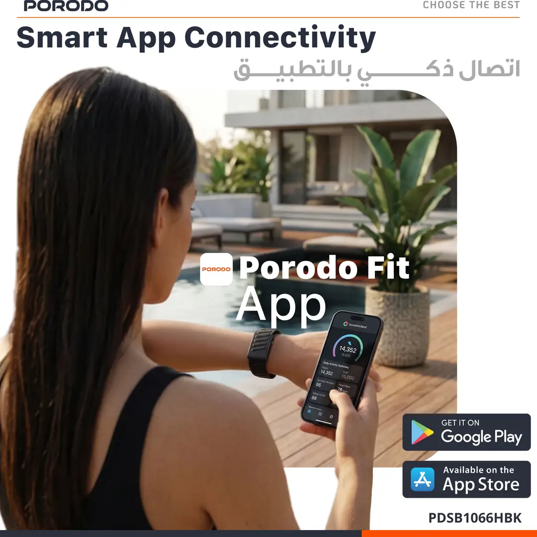 Porodo TrackFit Apex Screenless Fitness Tracker with ECG