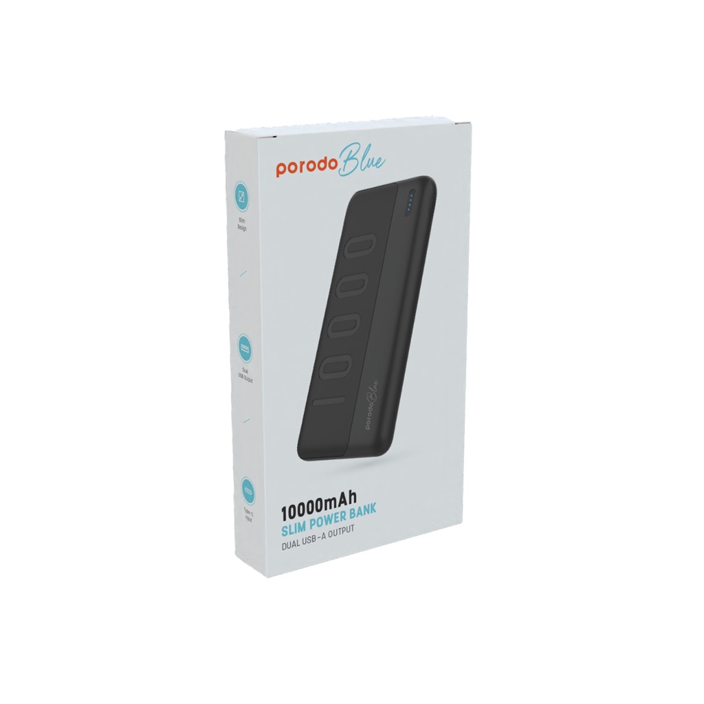 Porodo Blue Slim Power Bank Dual USB-A Output