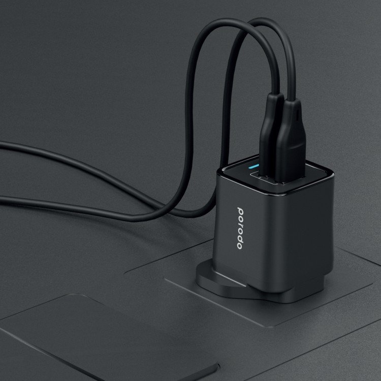 Porodo Dual Port Wall Charger with 1.2m Type-C Cable