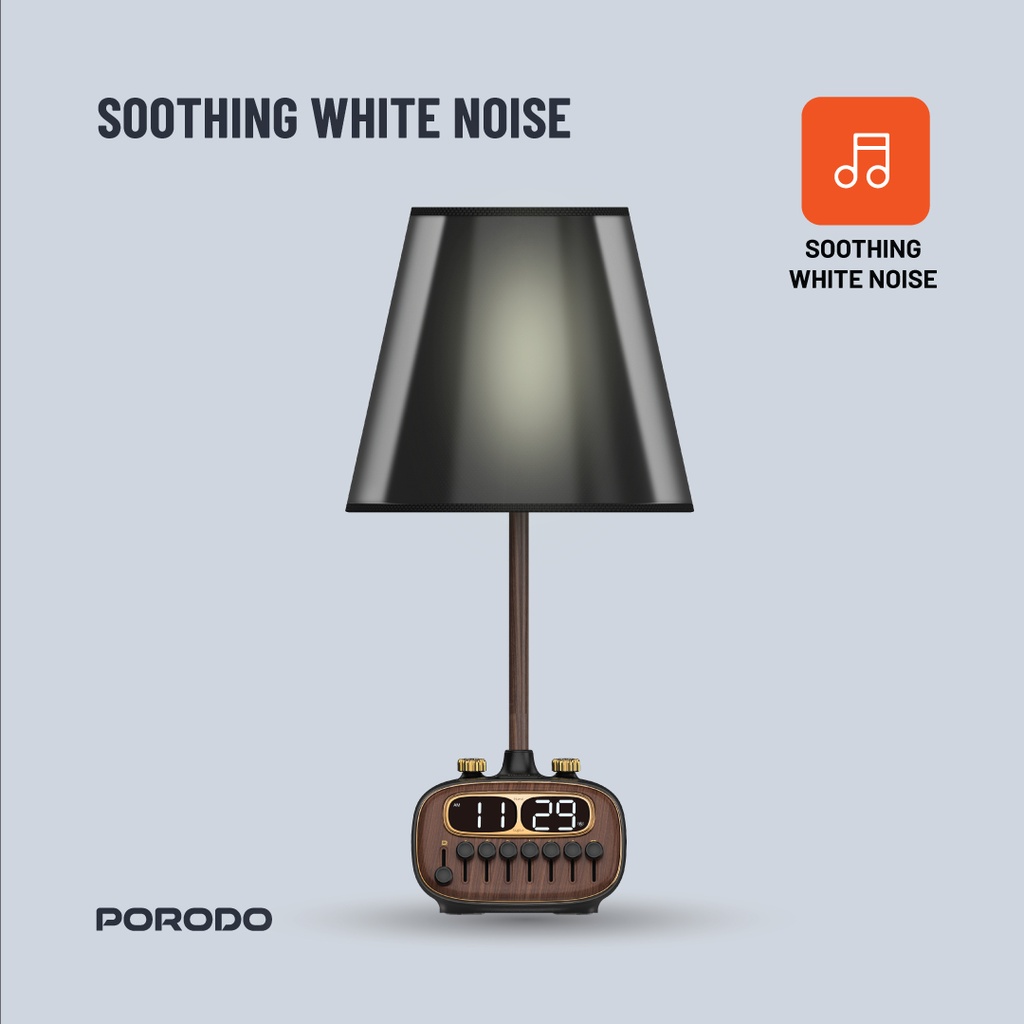 Porodo Lifestyle Retro Desk Lamp with White Noise and Bluetooth Speaker - Black