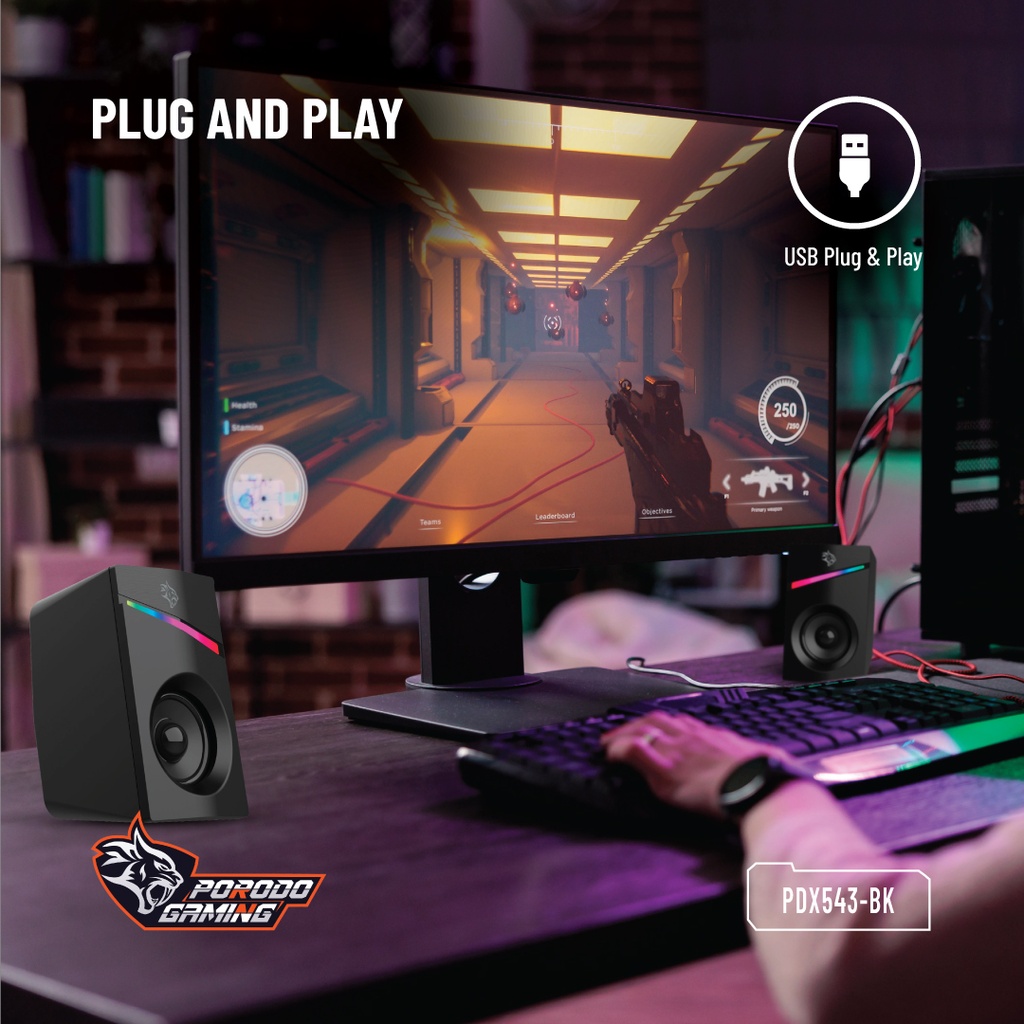 Porodo Gaming Stereo Speakers Volume Knob Control