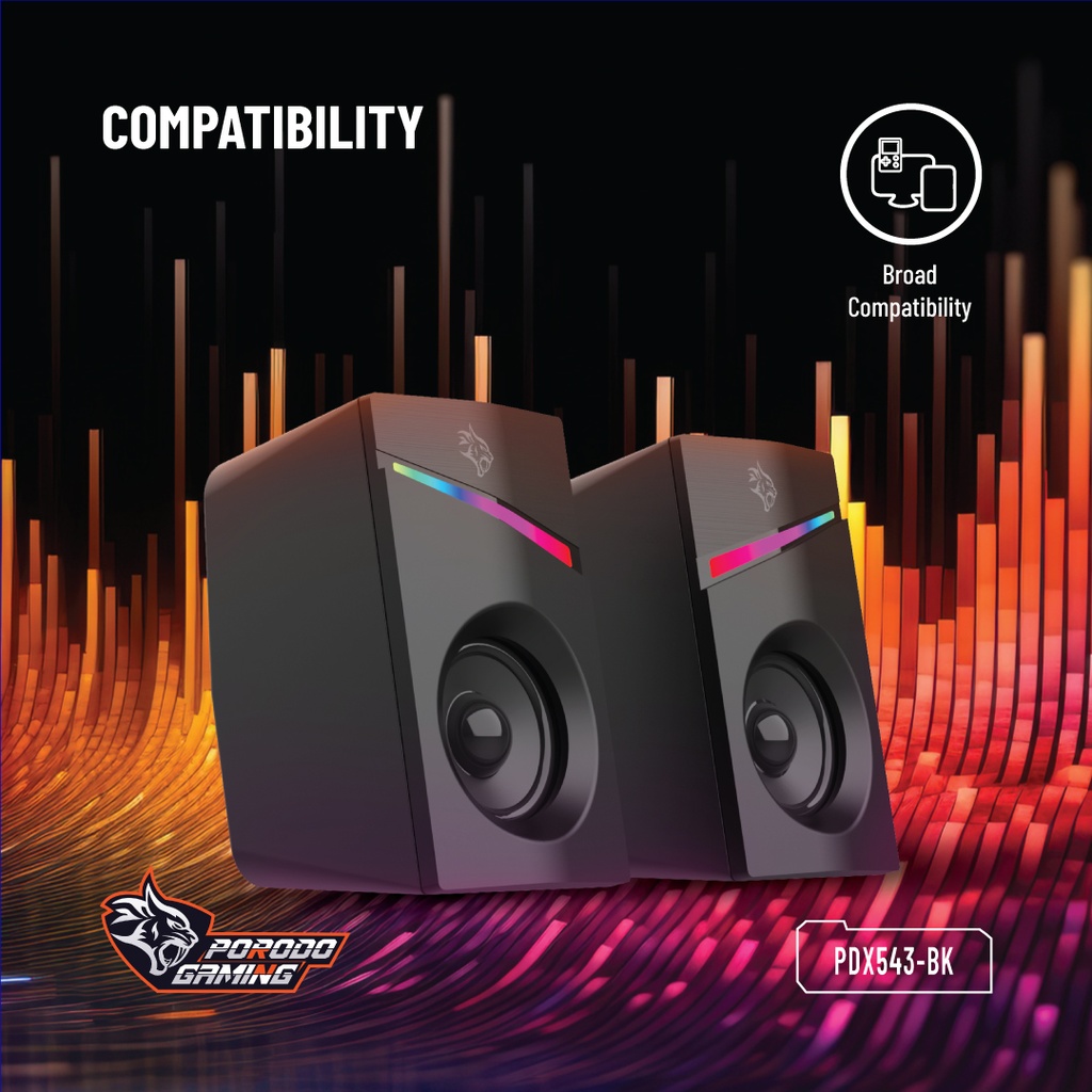 Porodo Gaming Stereo Speakers Volume Knob Control