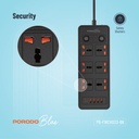 Porodo 6 AC 5 USB & USB-C PD Multiport Socket - Black