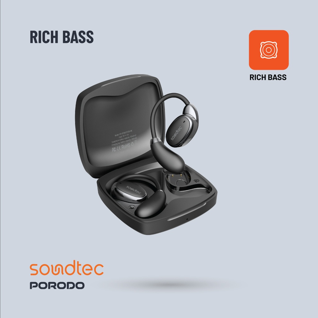 Porodo Soundtec Aero Tune Open Wearable Earbuds - Black