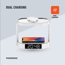 Porodo Bedside Lamp with Wireless Charger and Digital Clock - White