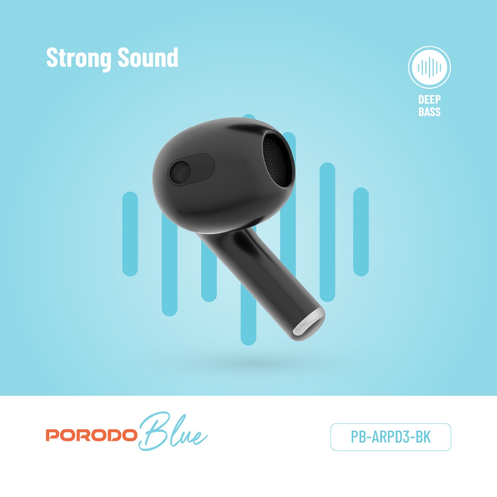 Porodo Blue Deep Bass Wireless Earbuds 3