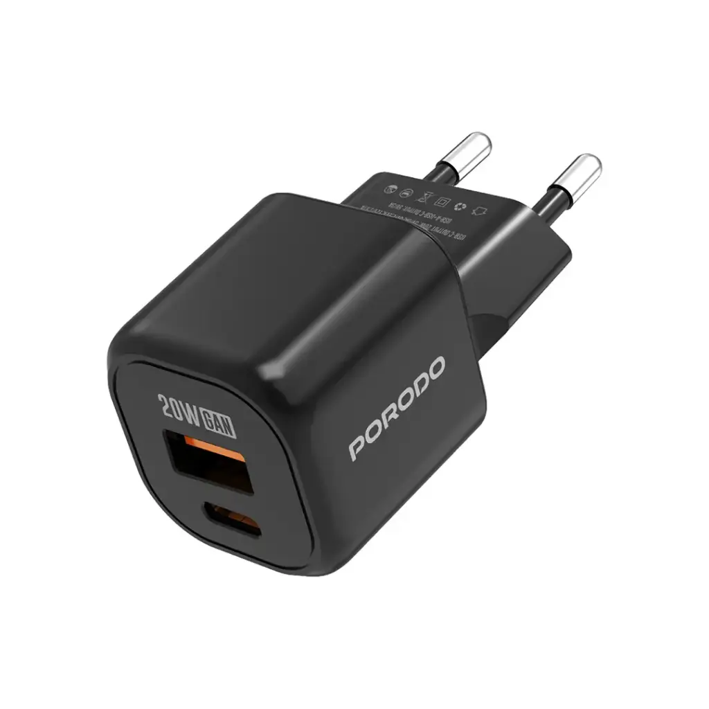 Porodo Dual Port Wall Charger - Black