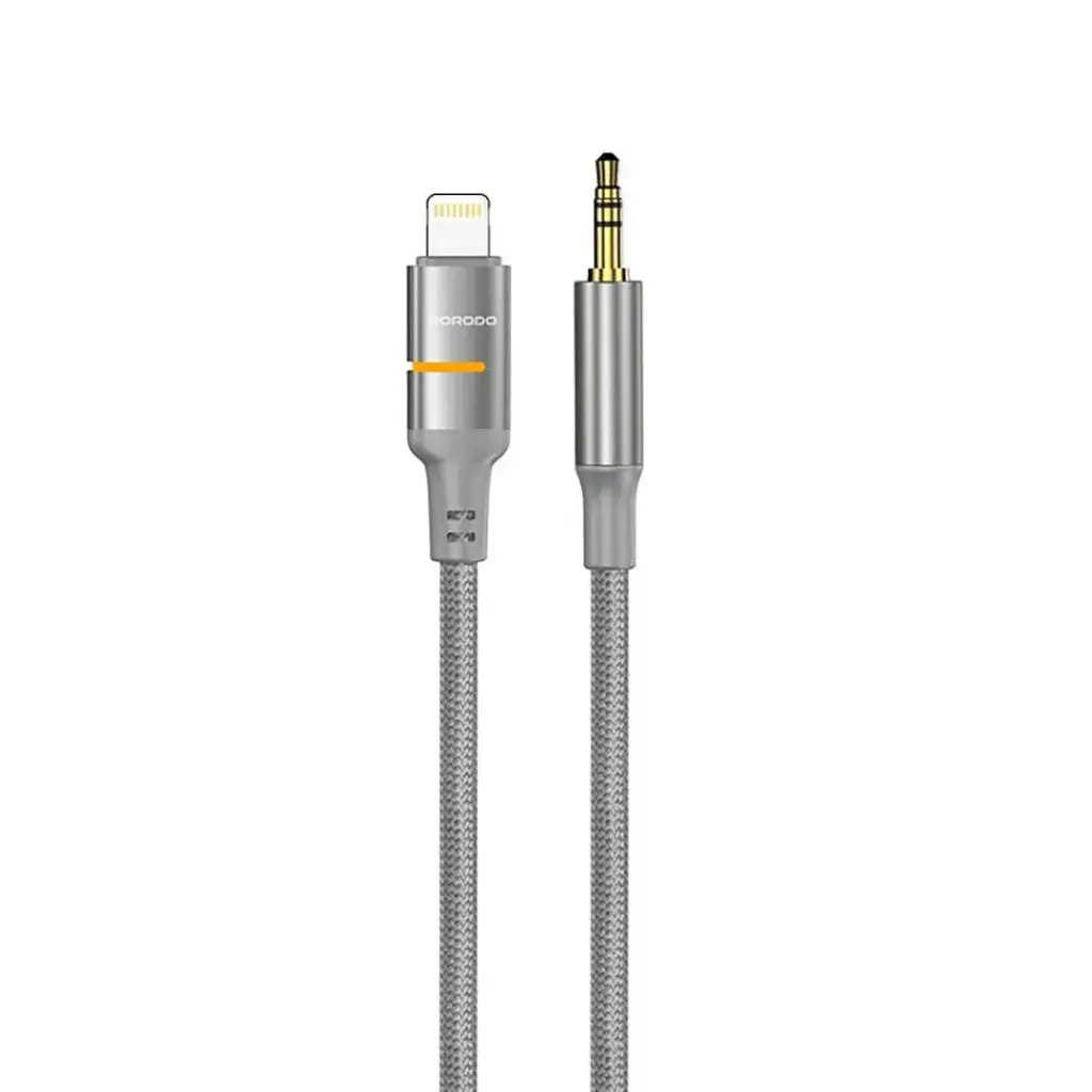 Porodo AUX to Lightning & USB-C LED Light Cable - Gray