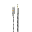 كابل بورودو AUX إلى Lightning و USB-C مع إضاءة LED - رمادي