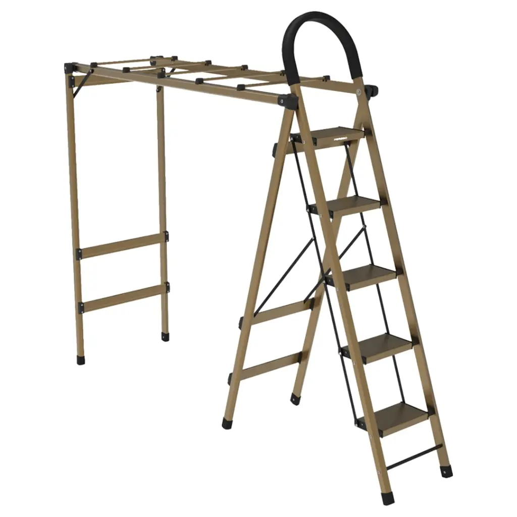 Porodo Lifestyle 5-Step Ladder & Clothes Rack - Champagne