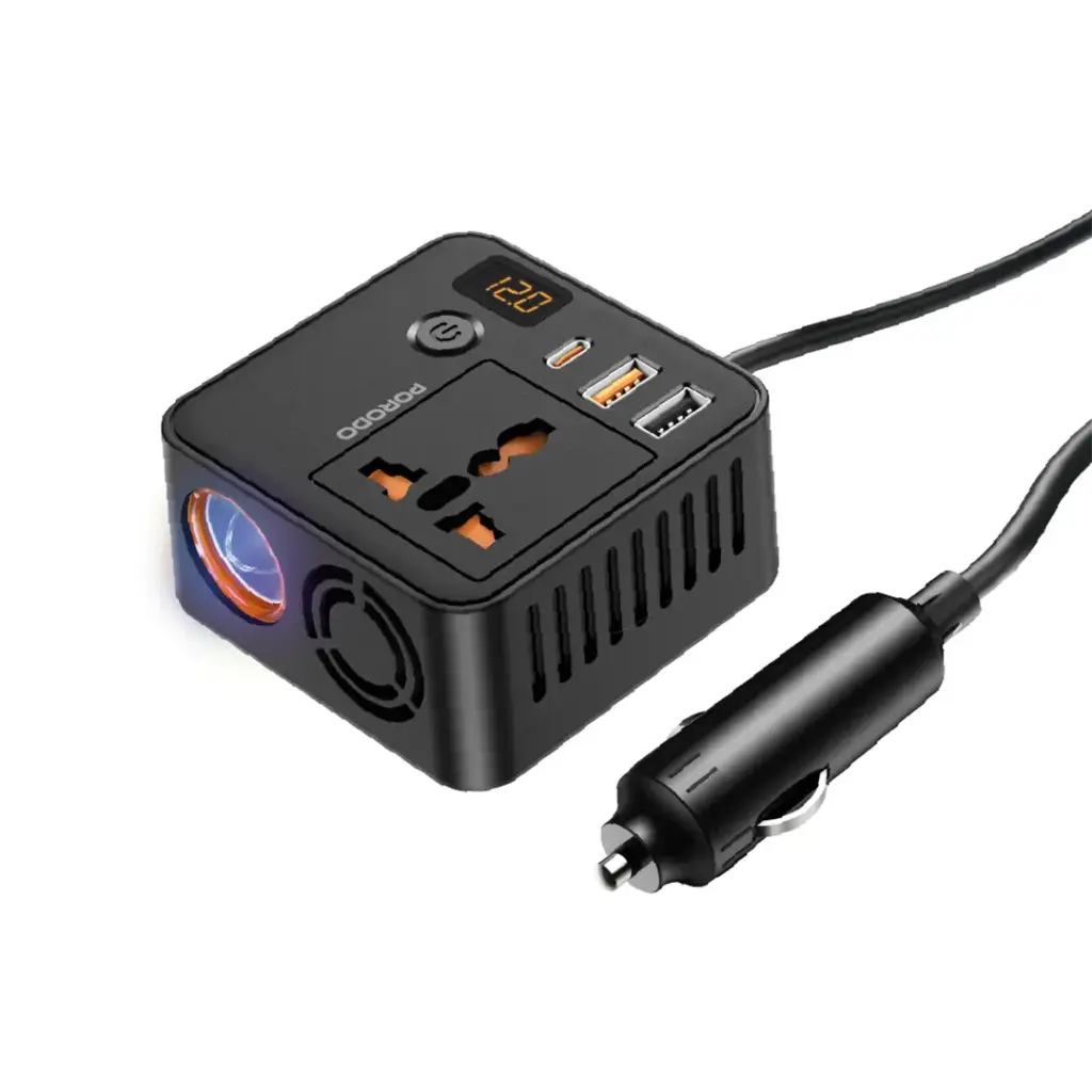 Porodo Universal Ac Power Inverter - Black