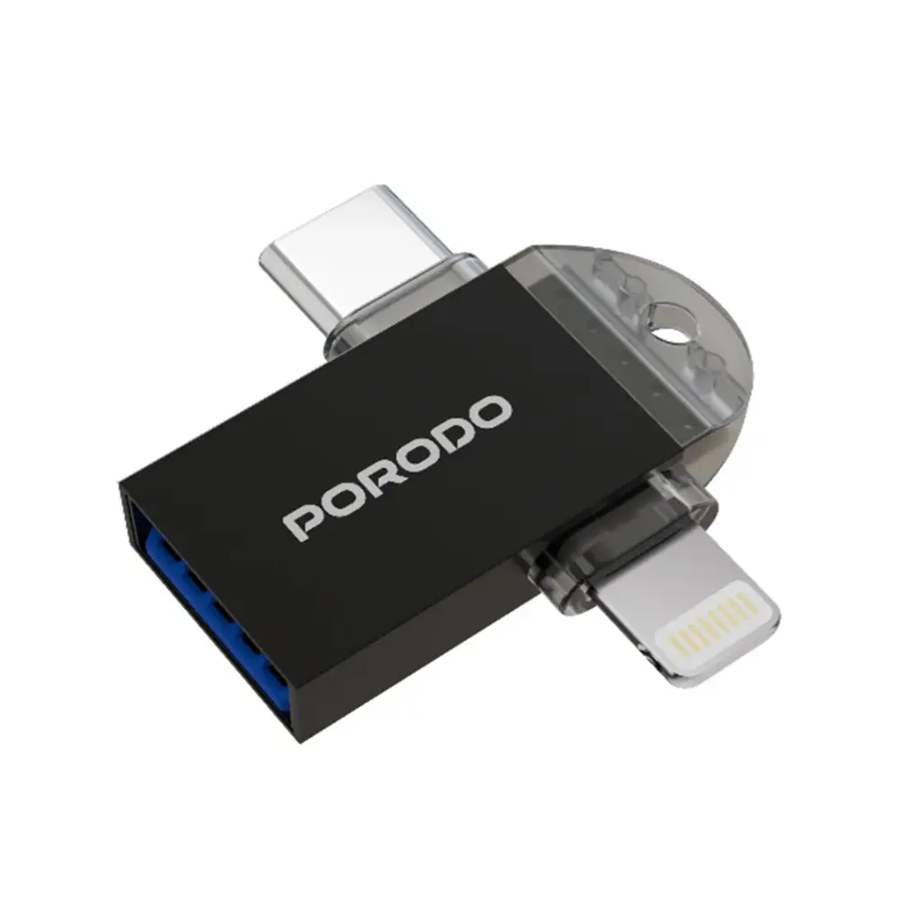 Porodo 3-in-1 OTG Adapter - Black