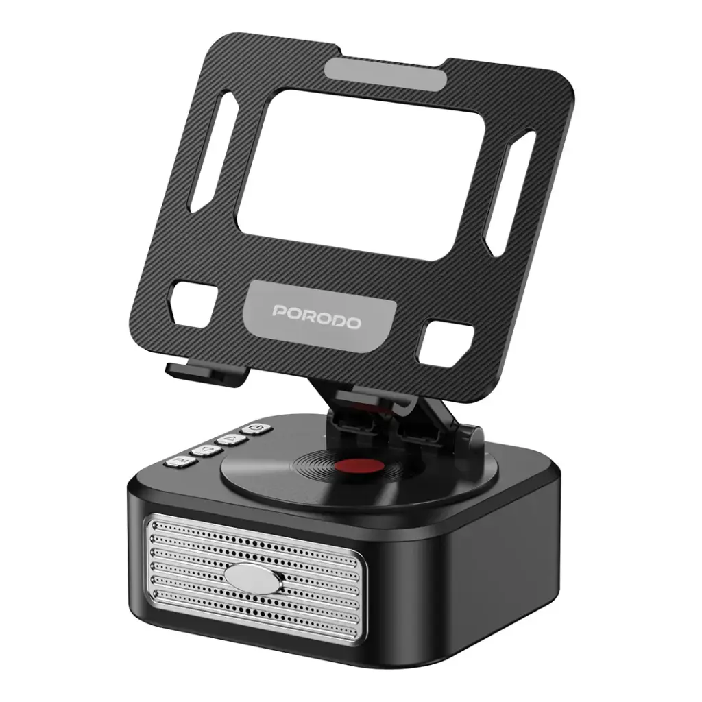 حامل لوحي متعدد الوظائف بورودو لايف ستايل مع مكبر صوت وباور بانك - أسود